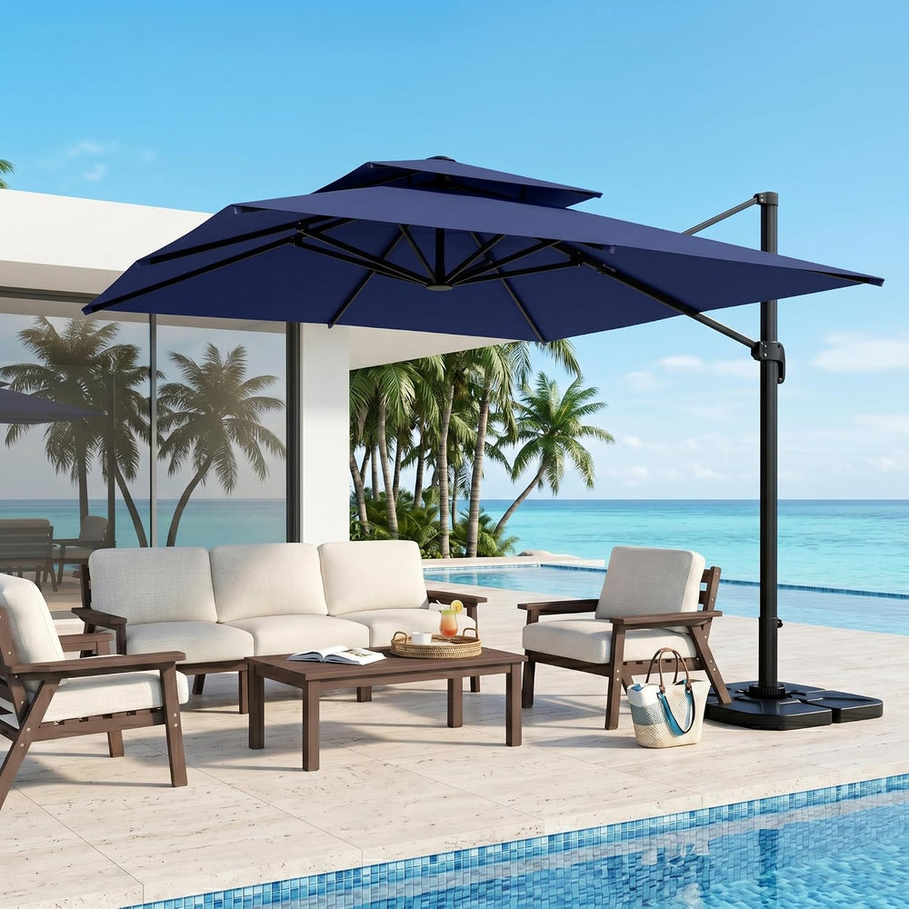 Kingdura 12' X 12' Cantilever Patio Umbrella with Double Top Vent, La...
