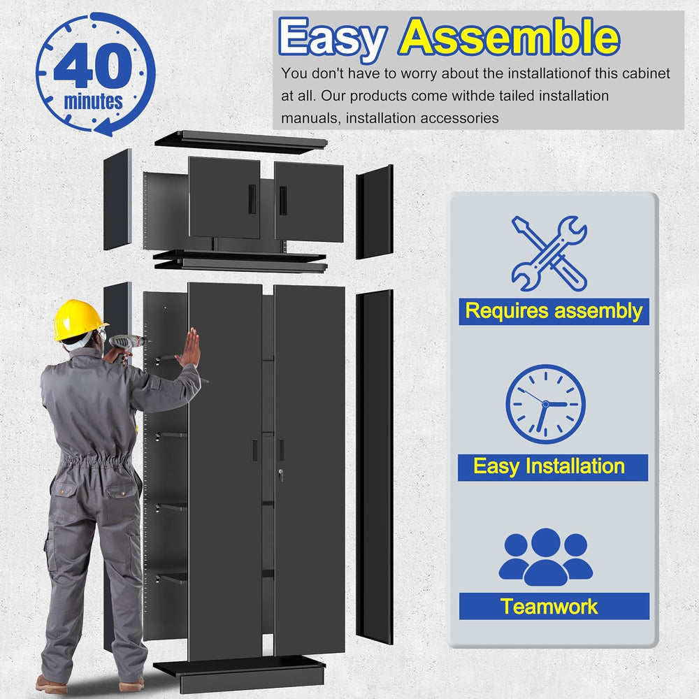 CJF Metal Storage Cabinet, 87 inch Tall Large Locking Cabinet with Top Cabine...