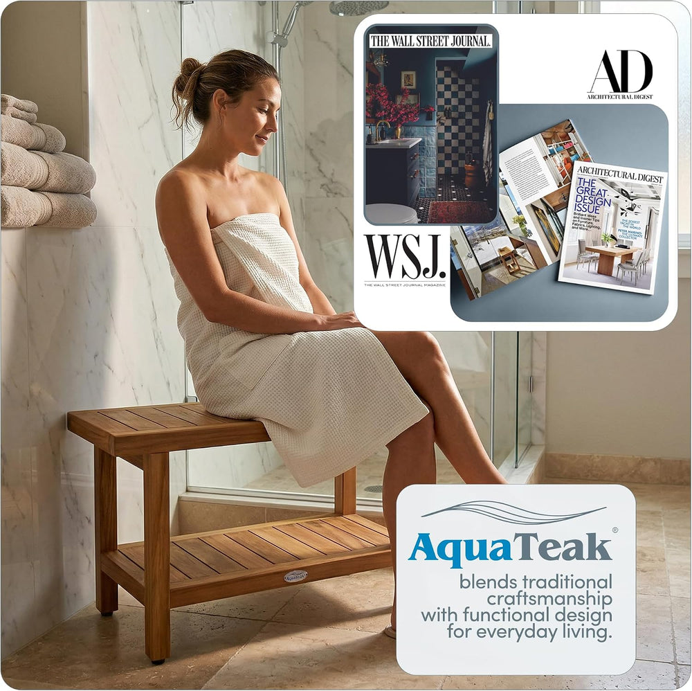 The Original 30" Spa Teak Shower Bench with Shelf