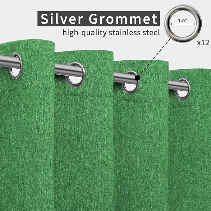 Easy-Going Linen Look Outdoor Curtains Waterproof Windproof Porch Curtains, S...
