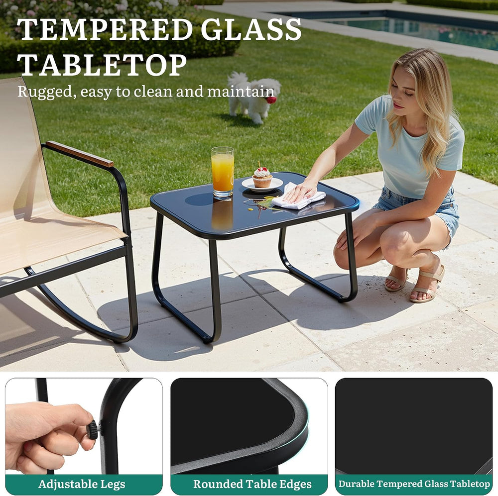 YITAHOME 4 Pieces Patio Furniture Set, Textilene Patio Set w/Wooden Armrest R...