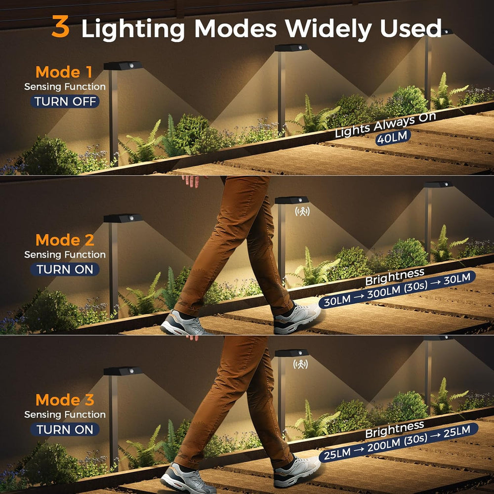 XMCOSY+ Solar Pathway Lights, 6 Pack Metal Motion Sensor Outdoor Lights | 300...