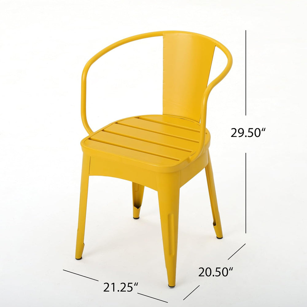 Christopher Knight Home Colmar Outdoor Iron Bistro Set, 3-Pcs Set, Matte Yellow