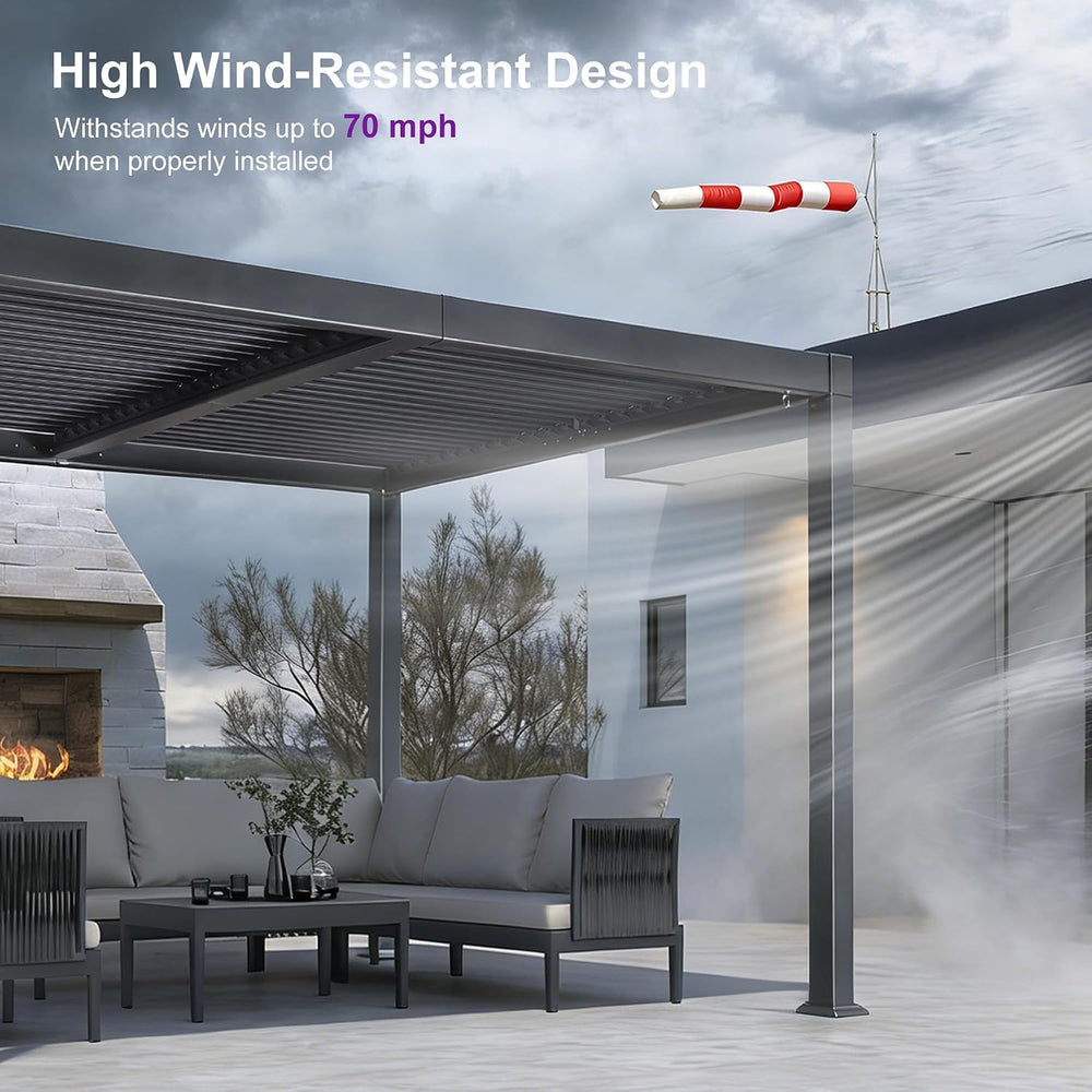 PURPLE LEAF Louvered Pergola 10' x 14' Aluminum Pergola w/Independent...