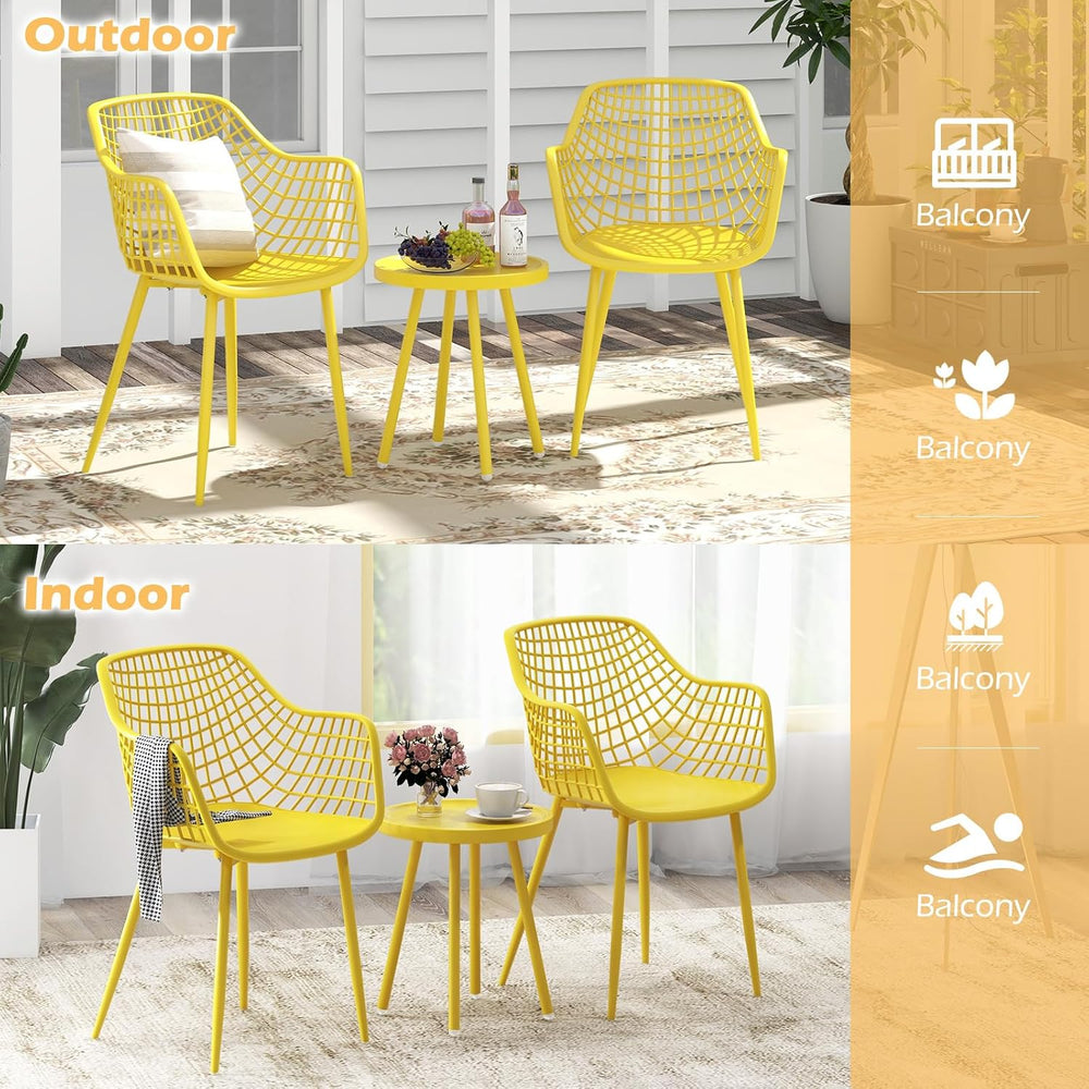 Tangkula 3 Piece Patio Bistro Set, All Weather Heavy Duty Table and Chairs Se...