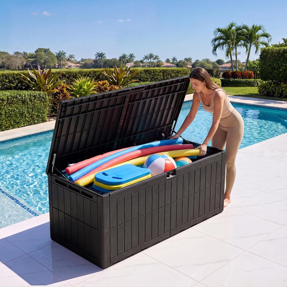 Greesum 220 Gallon Resin Deck Box, Black