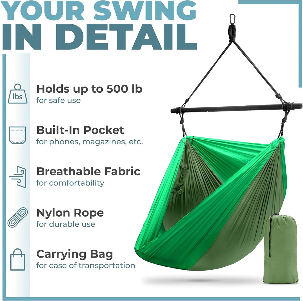 Sorbus Sensory Swing, Hammock Swing, Outdoor Hanging Pod Chair (Green)