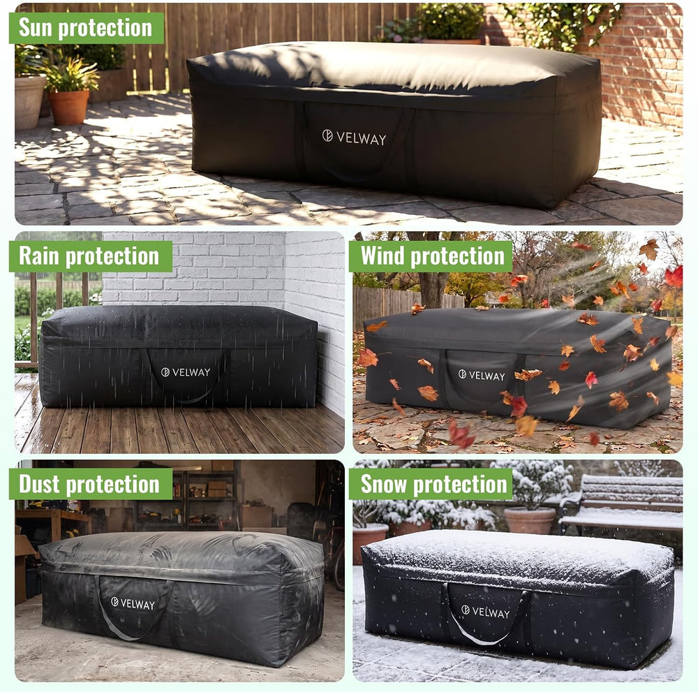 Outdoor Cushion Storage Bag Water-Resistant 420D Oxford with Taped Zipper