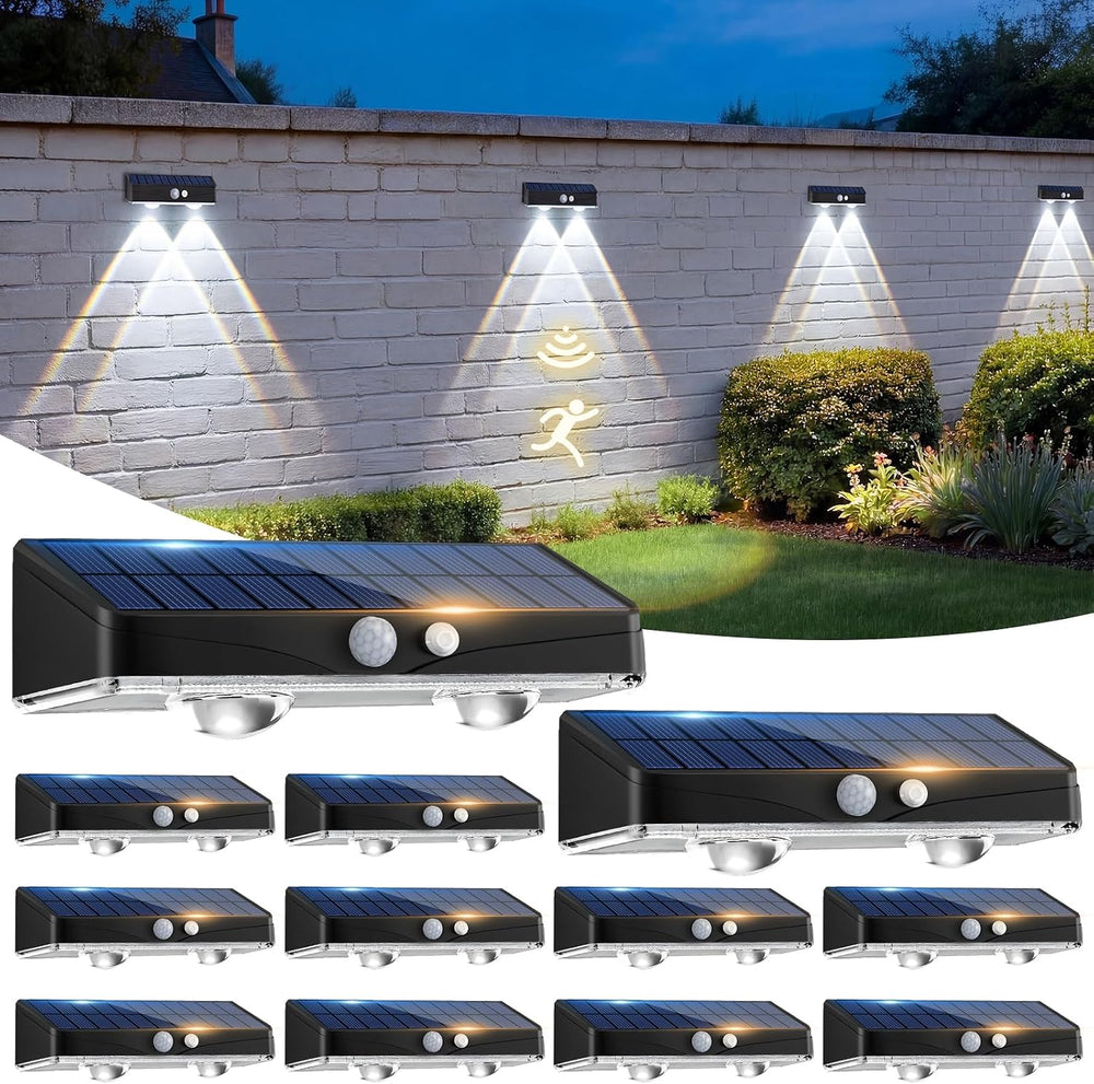 kolpop 16 Pack Solar Fence Lights Outdoor with 3 Modes Motion Sensor,IP65 Wat...
