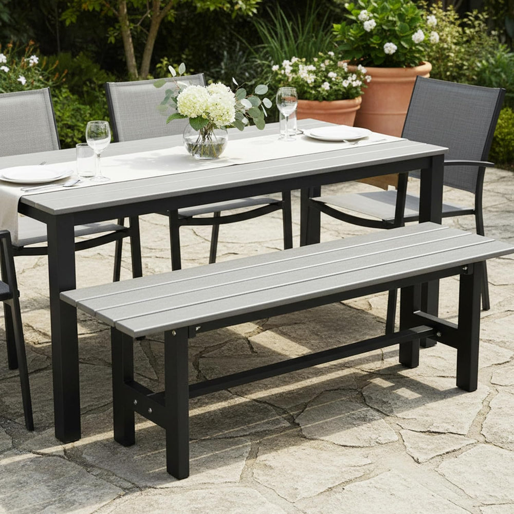 Tangkula 47 Inch HDPE Outdoor Bench Backless, Patio Garden Dining Bench with ...