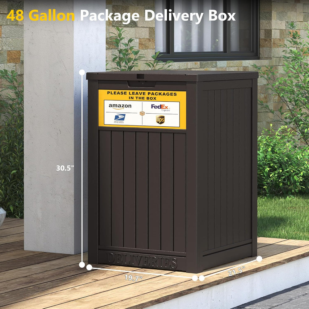 LHBGO Package Delivery Box for Outside, with Delivery Sign 48 Gallon Storage ...