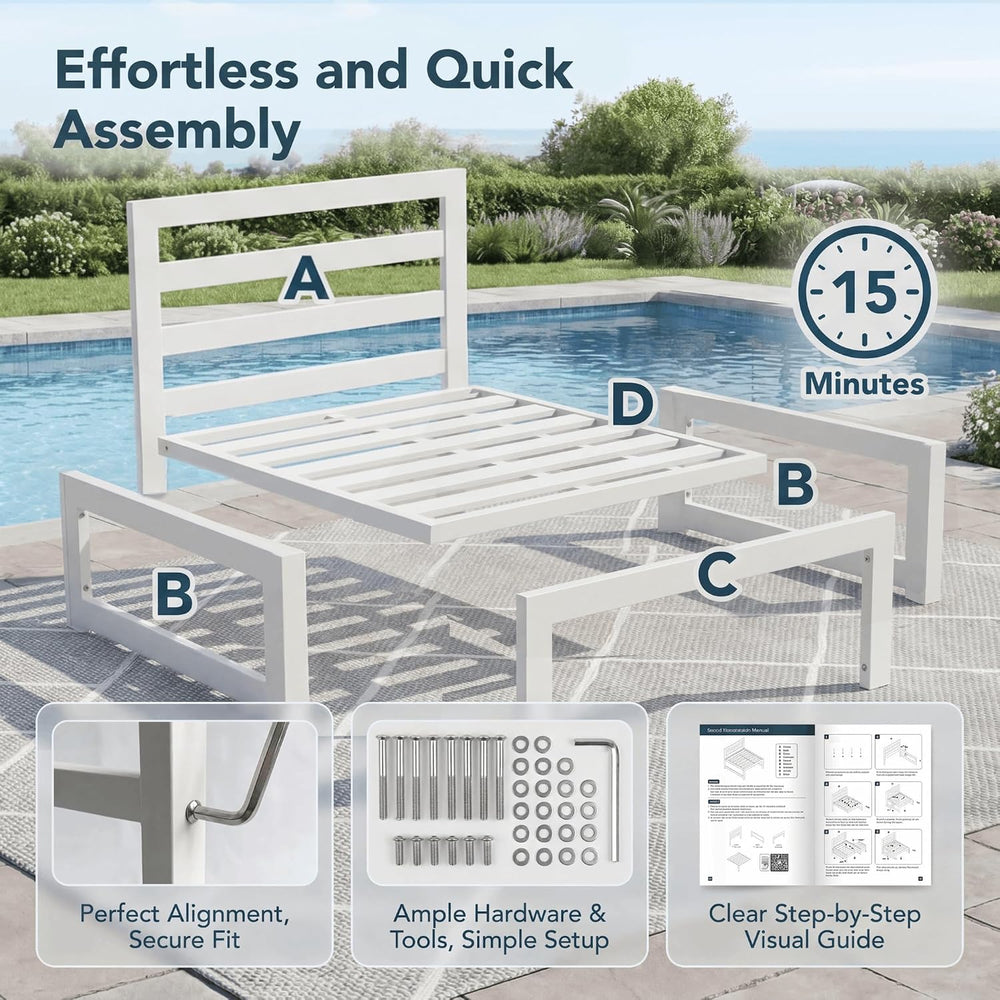 NICESOUL 8 Piece Luxury Aluminum Outdoor Sectional Sofa with Side Table, Larg...