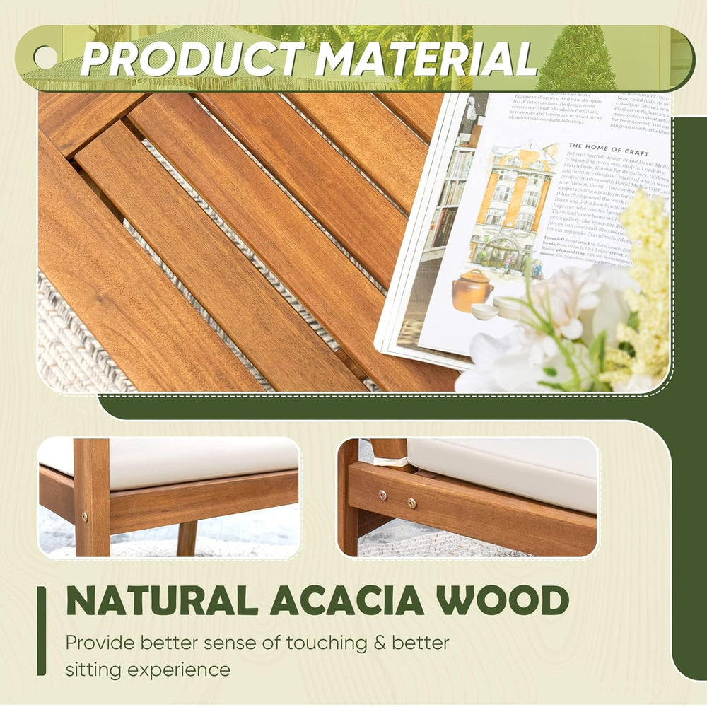 Flamaker Outdoor Patio Furniture Set 4-Piece Acacia Wood Patio Set, Natural