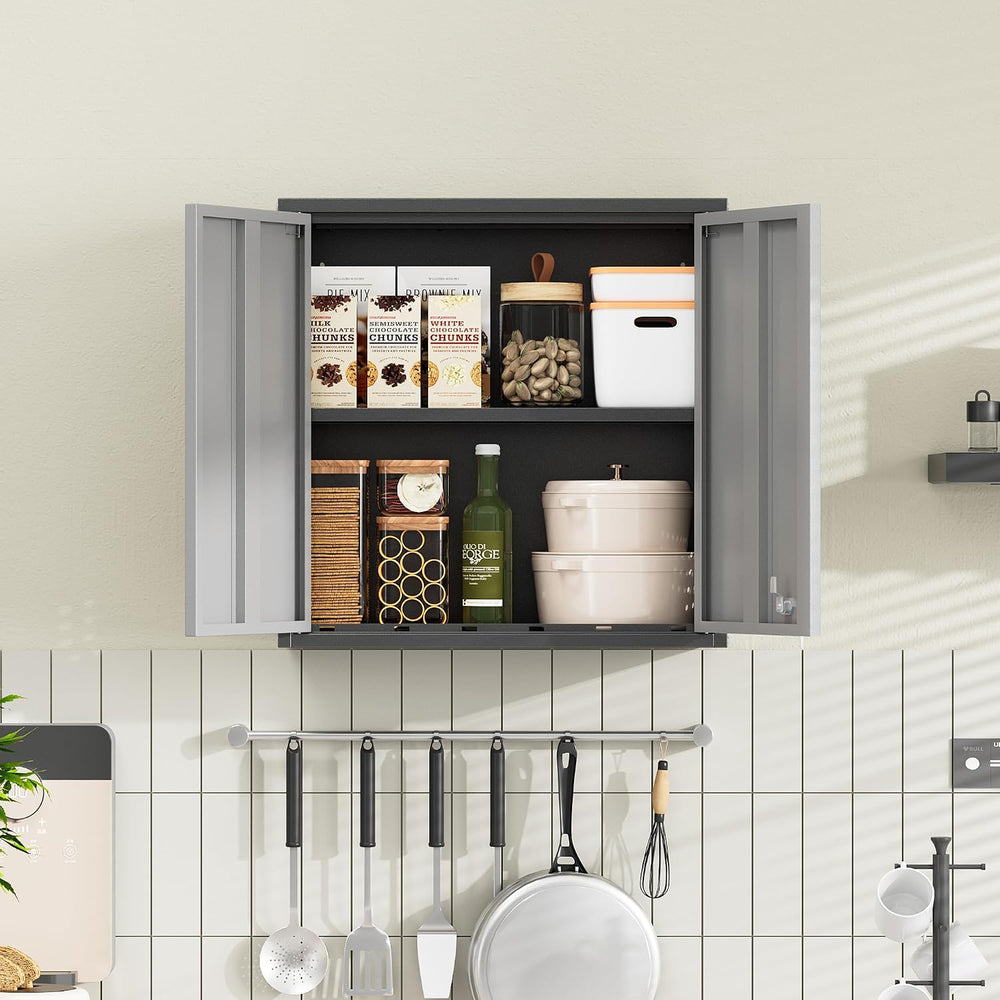 Garage Wall Cabinet, Metal Garage Cabinets with 2 Doors and Adjustable Shelf,...