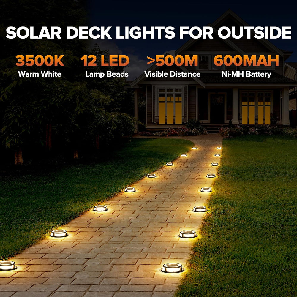 LUTEC 4 Pack Solar Driveway Lights, 12 LEDs IP67 Waterproof Outdoor Solar Doc...