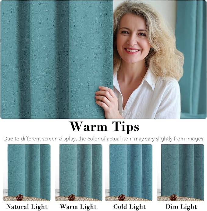 H.VERSAILTEX Primitive Linen Curtains 100% Blackout Curtain Drapes Burlap Fab...