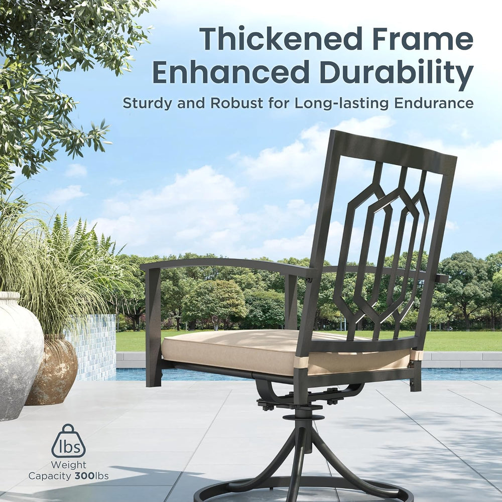 PHI VILLA 9 Pcs Outdoor Dining Set, 57.5" Metal Table&Swivel Chairs