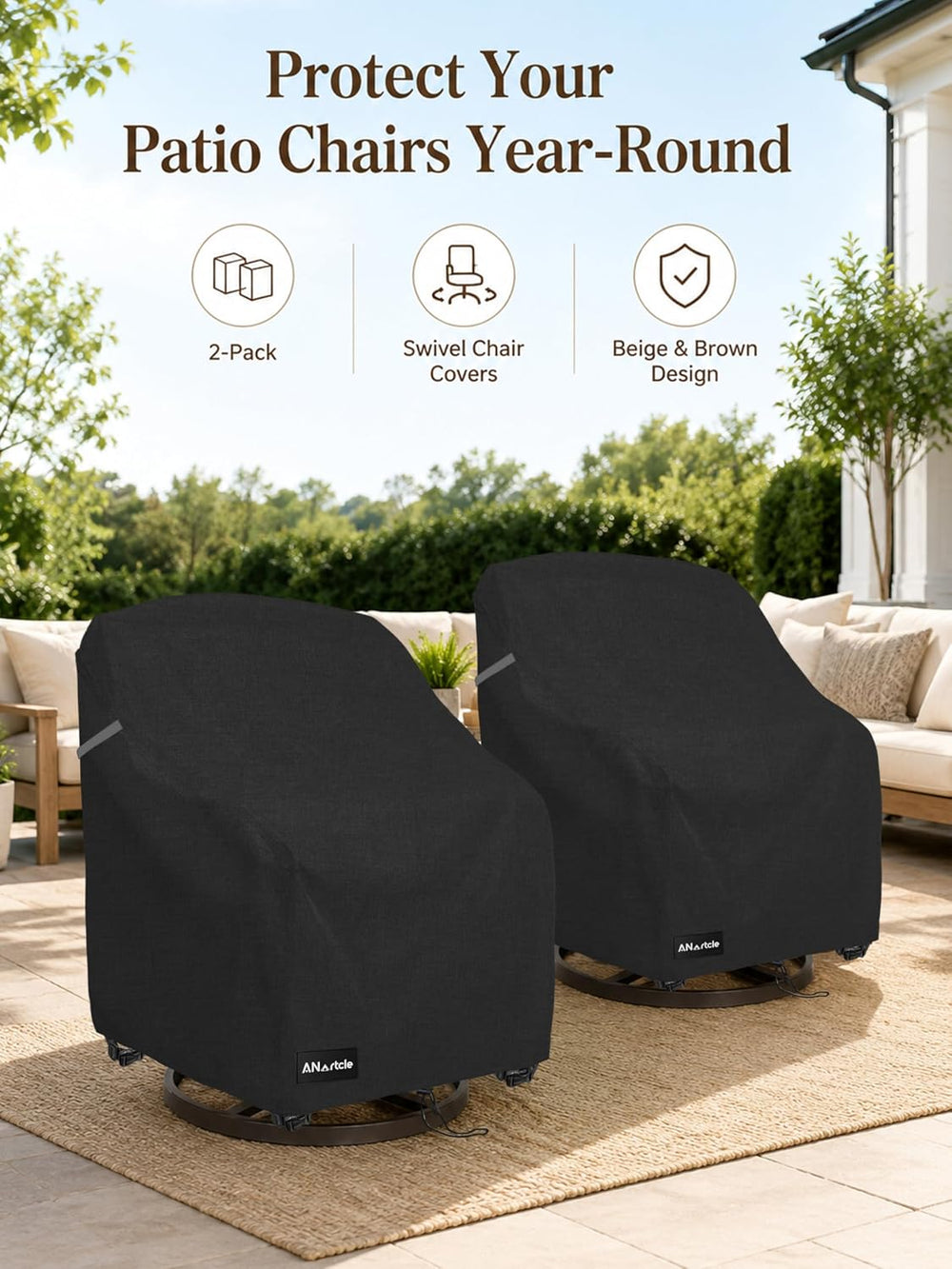 ANartcle Swivel Patio Chair Covers 2 Pack,Waterproof Heavy Duty Outdoor Chair...