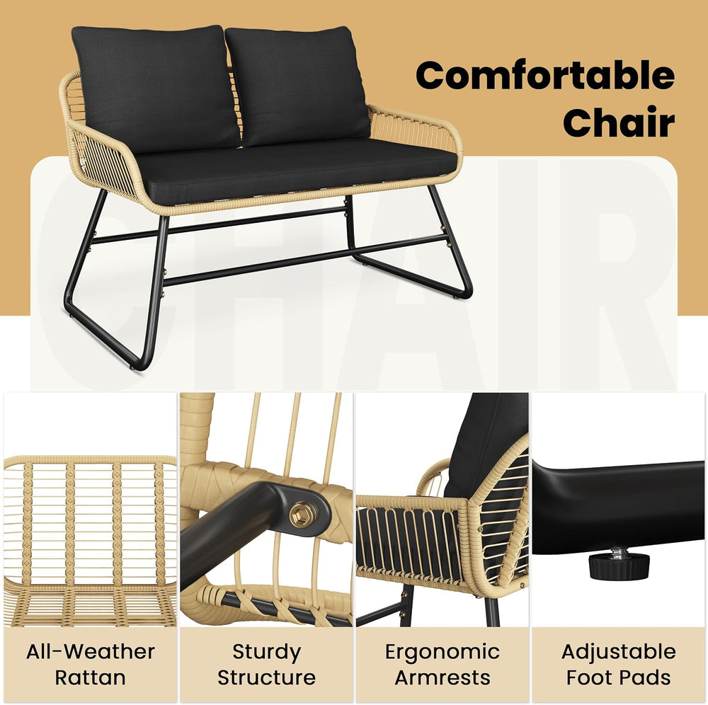 Yaheetech 4 Piece Patio Furniture Set, Outdoor Wicker Conversation Sets, Boho...