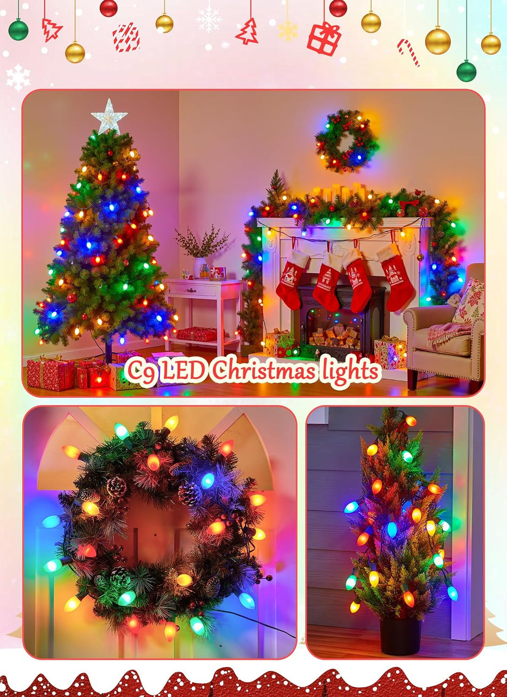 Vintage Christmas Lights Outdoor, 100Ft C9 String Lights with 100 LED Bulbs |...