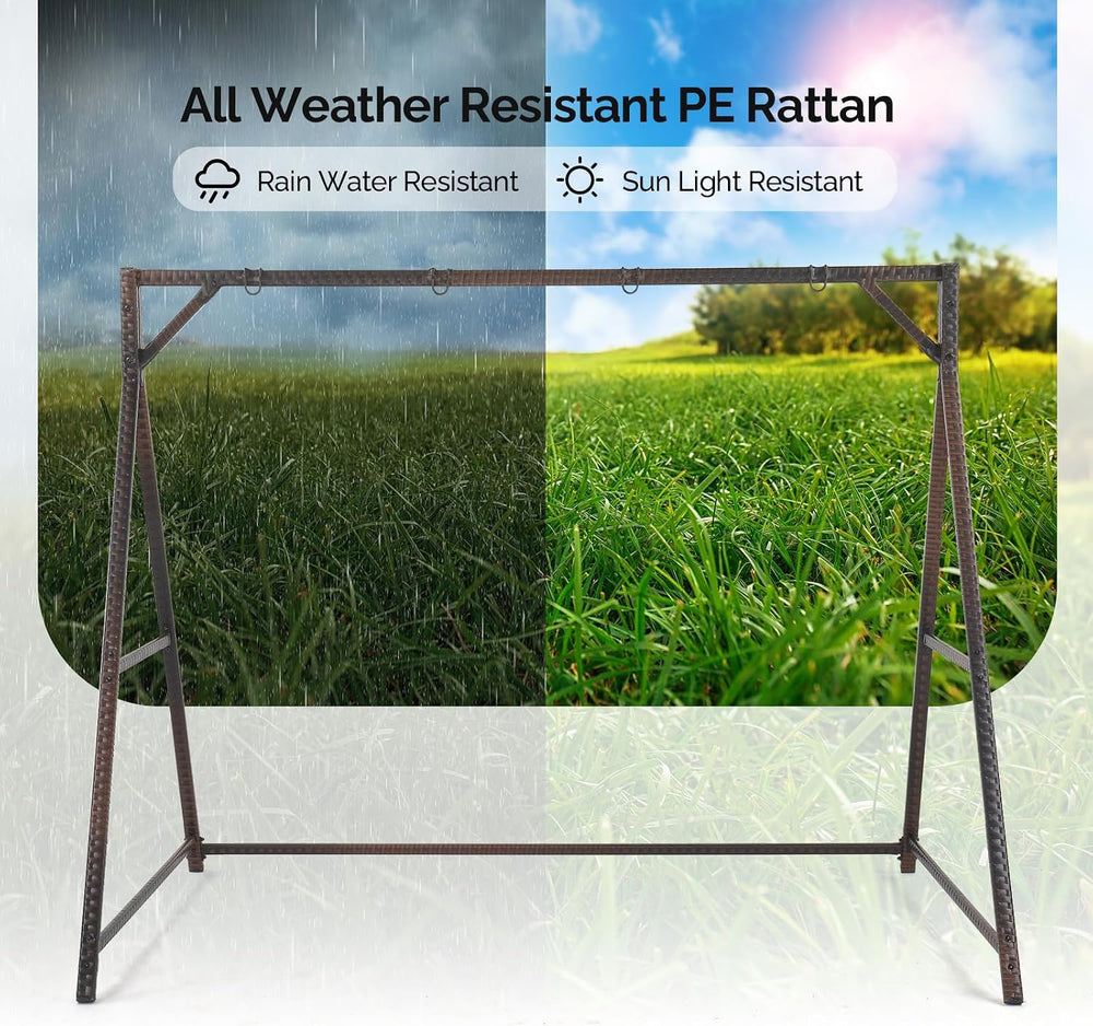 Outvita 7FT Rattan Porch Swing Stand Frame with Hanging Rings