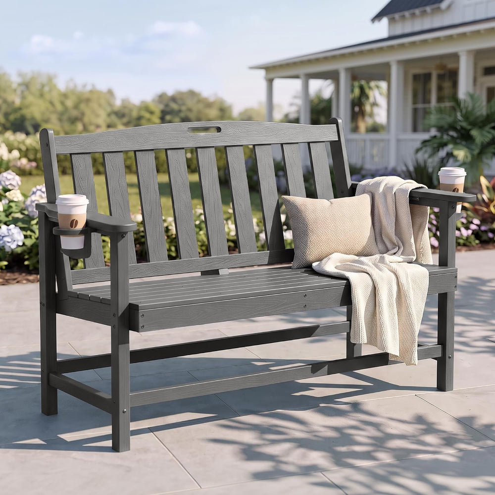 PHI VILLA HDPE Outdoor Bench, Grey