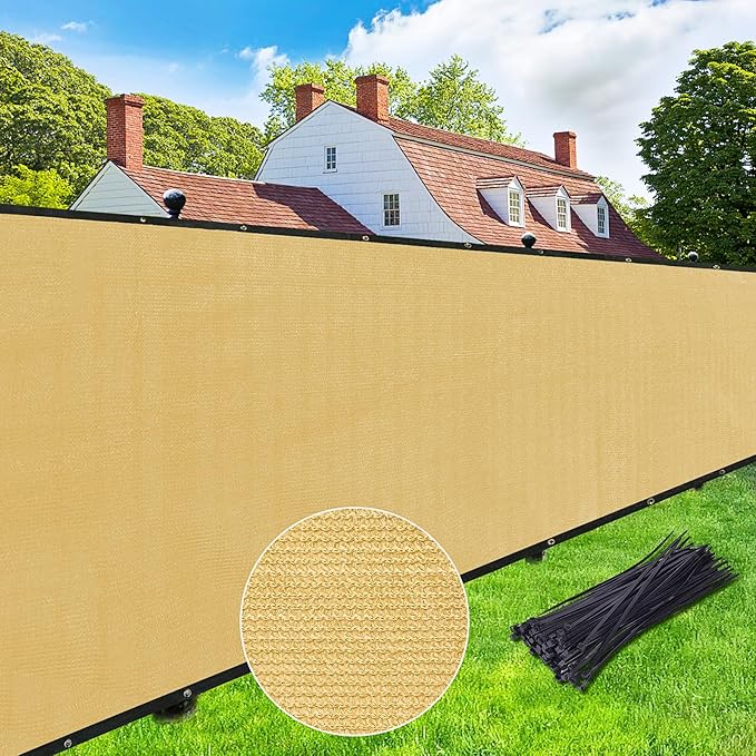 UPGRADE Privacy Screen 4' x 25' Fence Commercial Shade Cover with Bra...