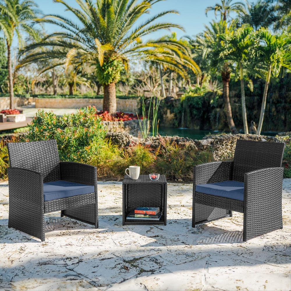 Nestl Wicker Patio Furniture Set - 3 Piece Bistro Table and Chairs Set of 2, ...