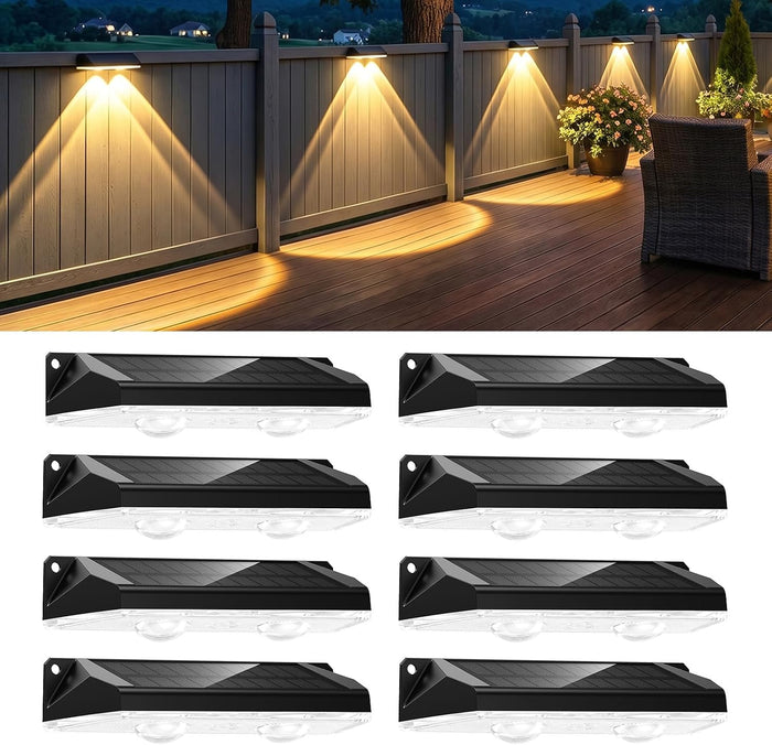 Brightown 8 Pack Solar Fence Lights Outdoor, 3000/4000/6000K/RGB 12 Modes