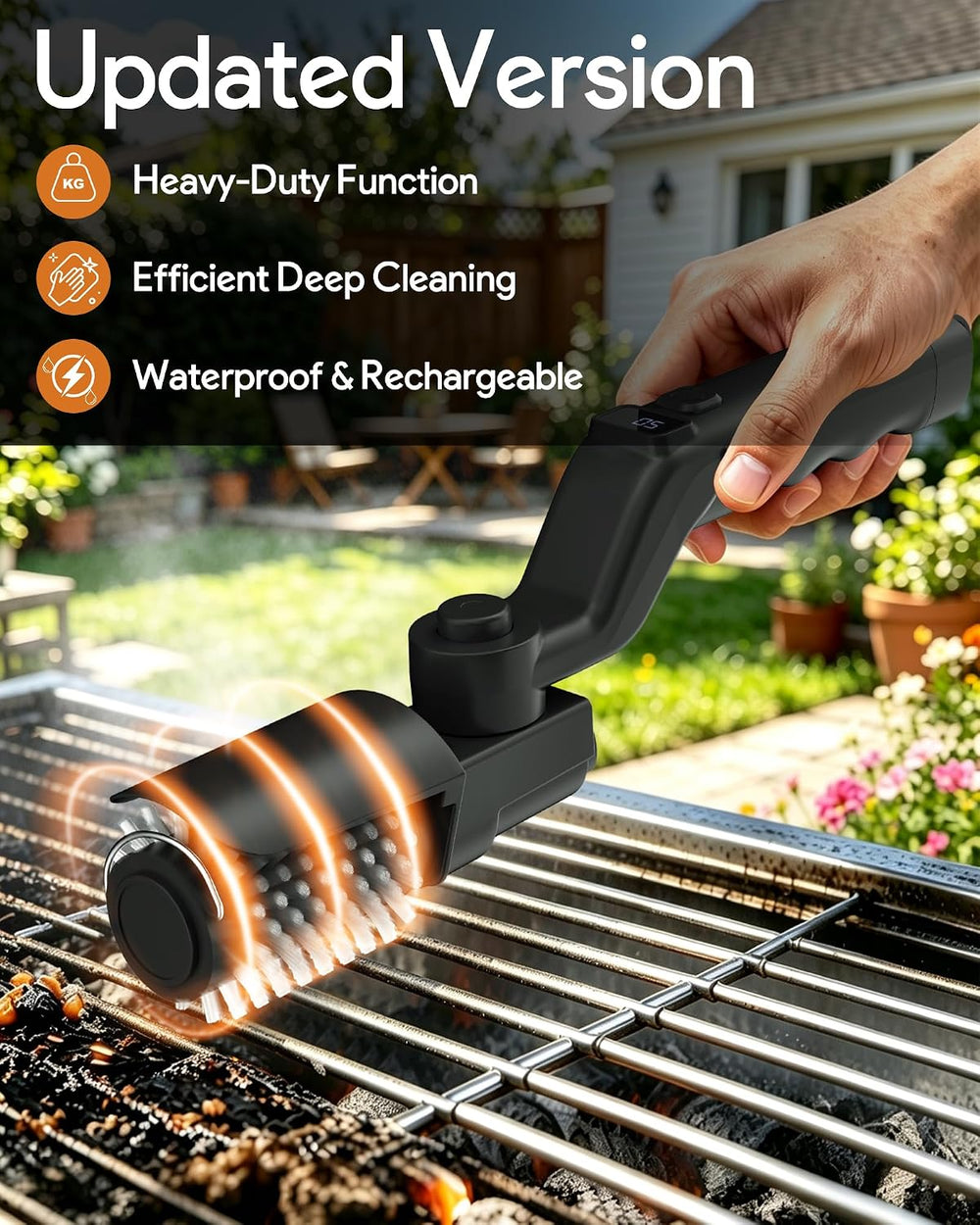 Upgraded Cordless Spinning Electric Grill Brush | 4000mA Battery, 500 RPM, 4 ...