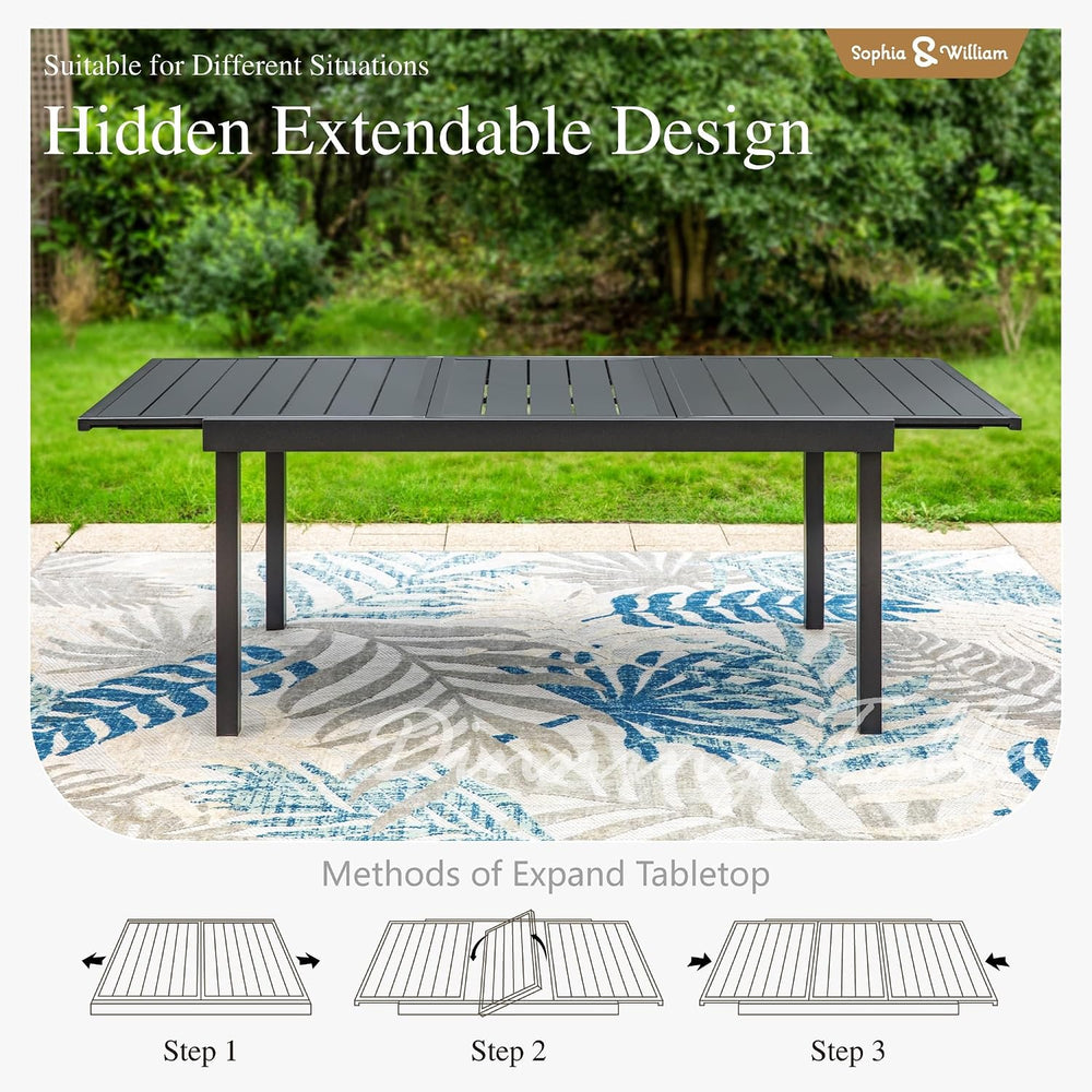 Sophia & William Outdoor Dining Set for 8 with Expandable Metal Table