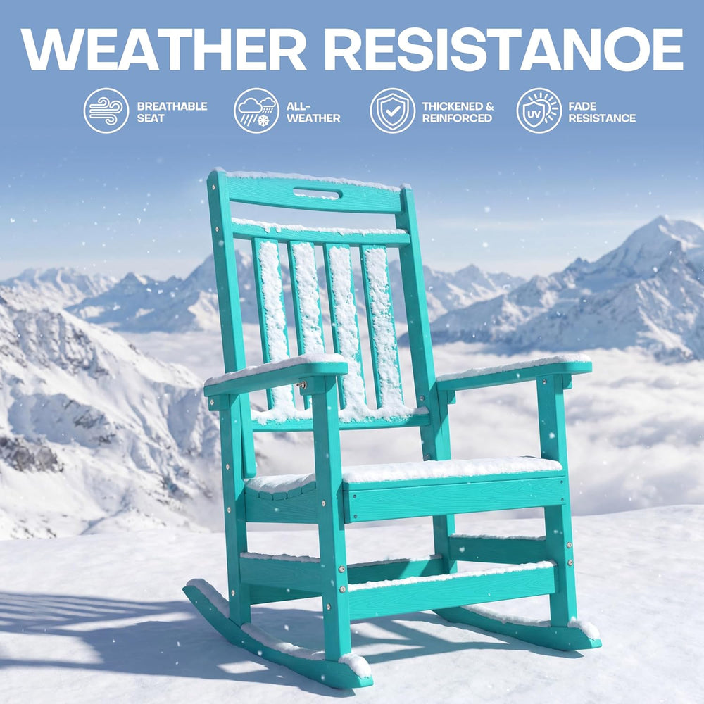 Plawdlik Oversized Outdoor Rocking Chair, All-Weather Patio Rocker, Aruba