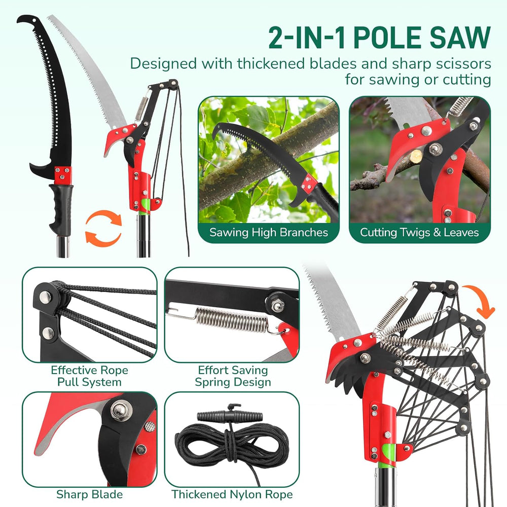 VINGLI 26FT Manual Pole Saw for Tree Trimming, Extendable Tree Pruner, Sharp ...