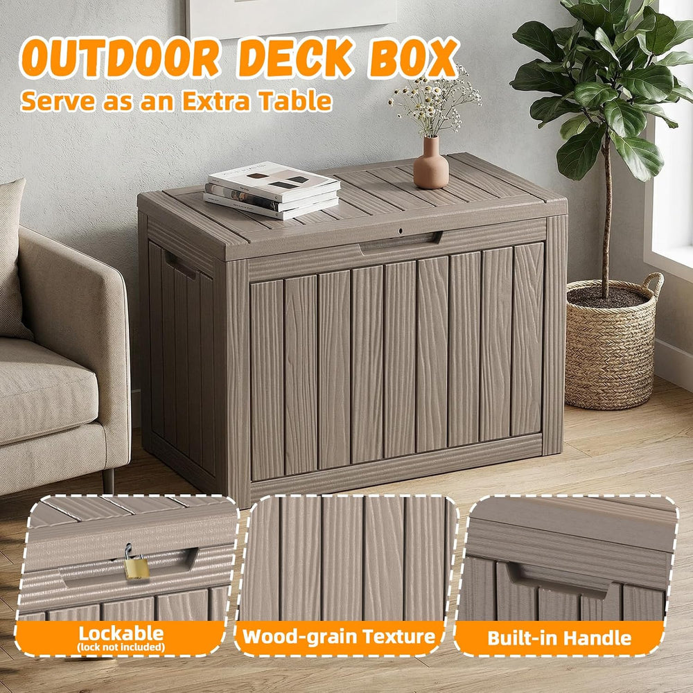 60 Gallon Deck Box, Outdoor Storage Box, Grey
