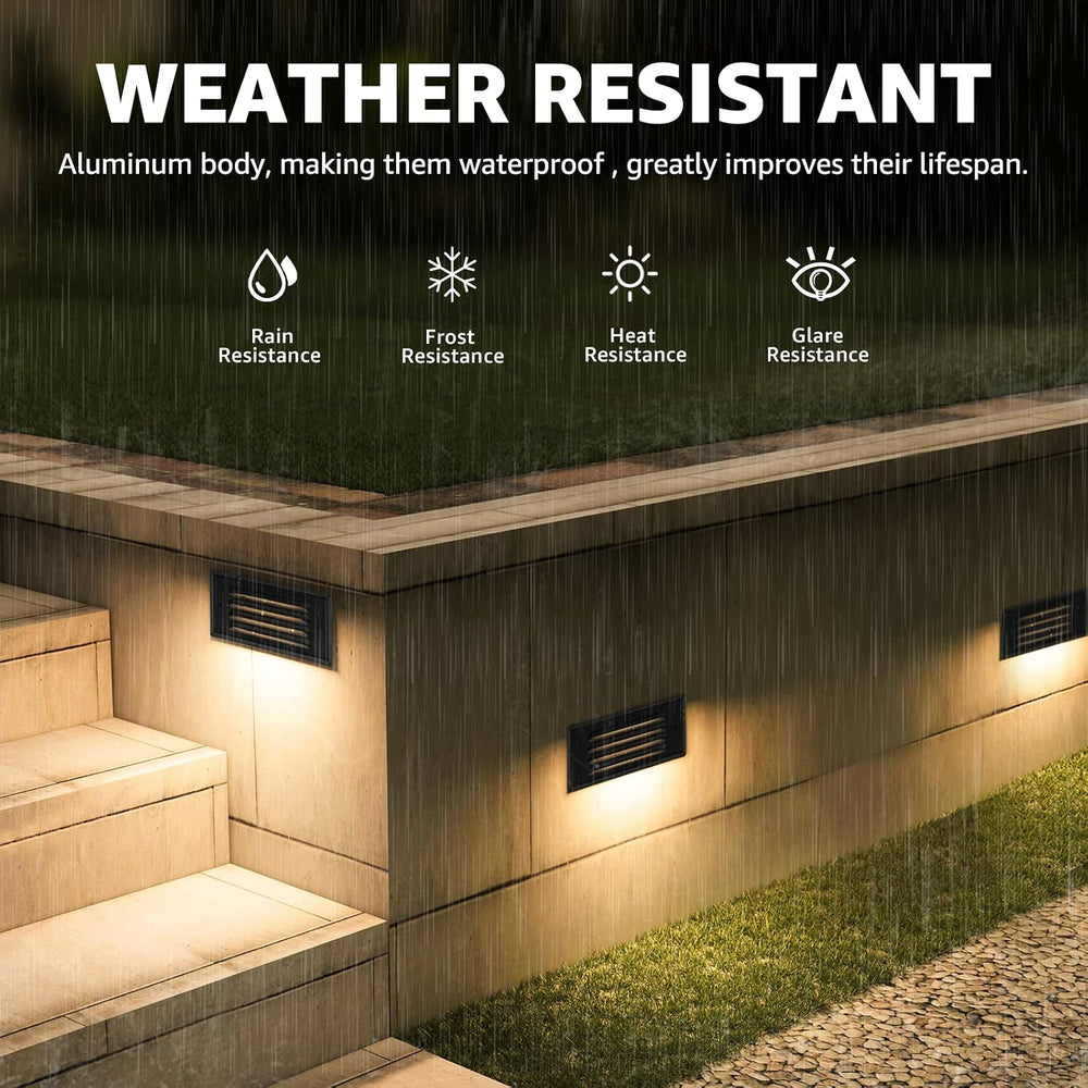 SUNVIE 6" Low Voltage Step Lights Outdoor 5W 3000K Black Aluminum 12-Pack
