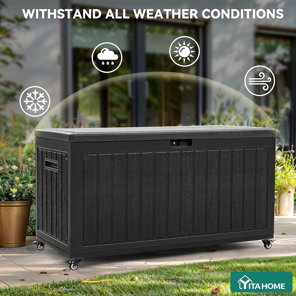 YITAHOME 90 Gallon Outdoor Storage Box with 6 Wheels