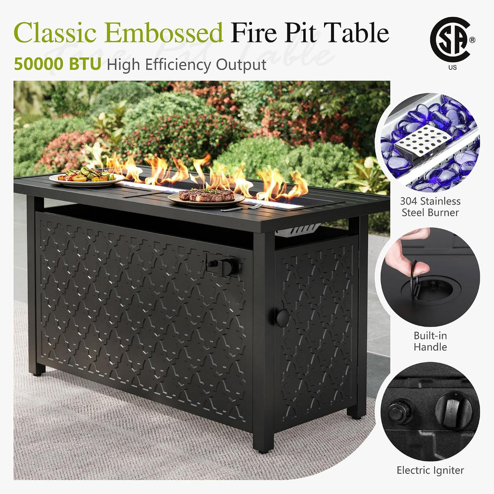 Sophia & William 8 Piece Metal Patio Furniture Set with Fire Pit Table,Gray
