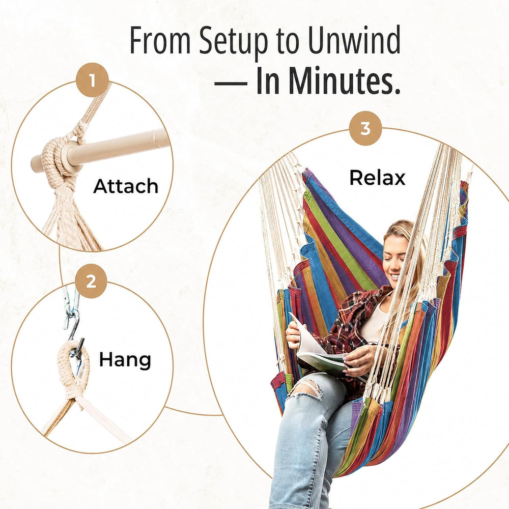 Hanging Hammock Chair Swing with Footrest - XL Hammock Swing Chair