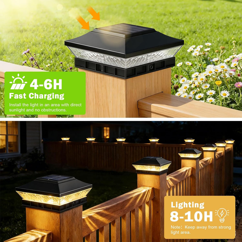 Brightever 4x4 3.5x3.5 Solar Post Cap Lights 6-Pack Black
