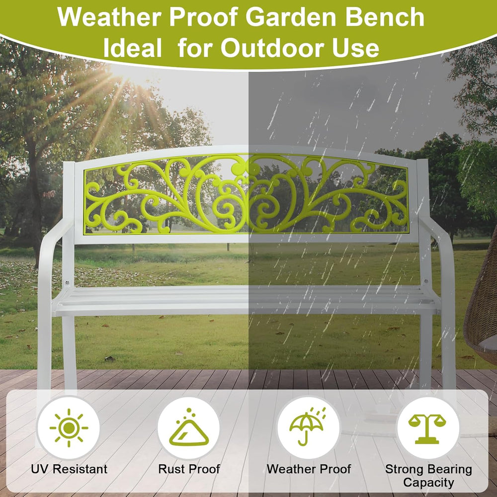 47in Outdoor Garden Park Bench,Outdoor Metal Porch Benches,Weatherproof Patio...