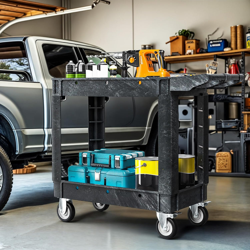 DWVO 40 x 17 in Heavy Duty Rolling Utility Cart on Wheels Black