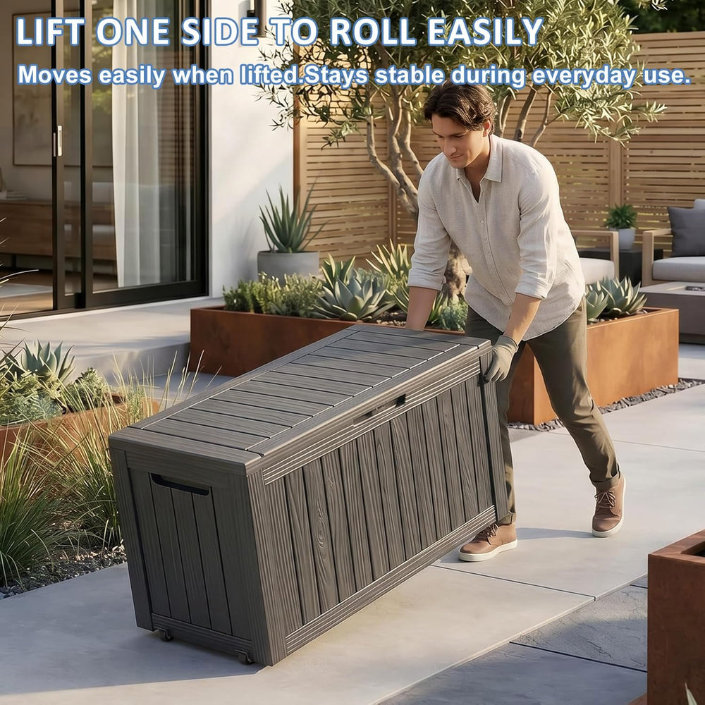 EasyUp Outdoor Storage Box 100 Gallon Waterproof Resin Deck Boxes Black