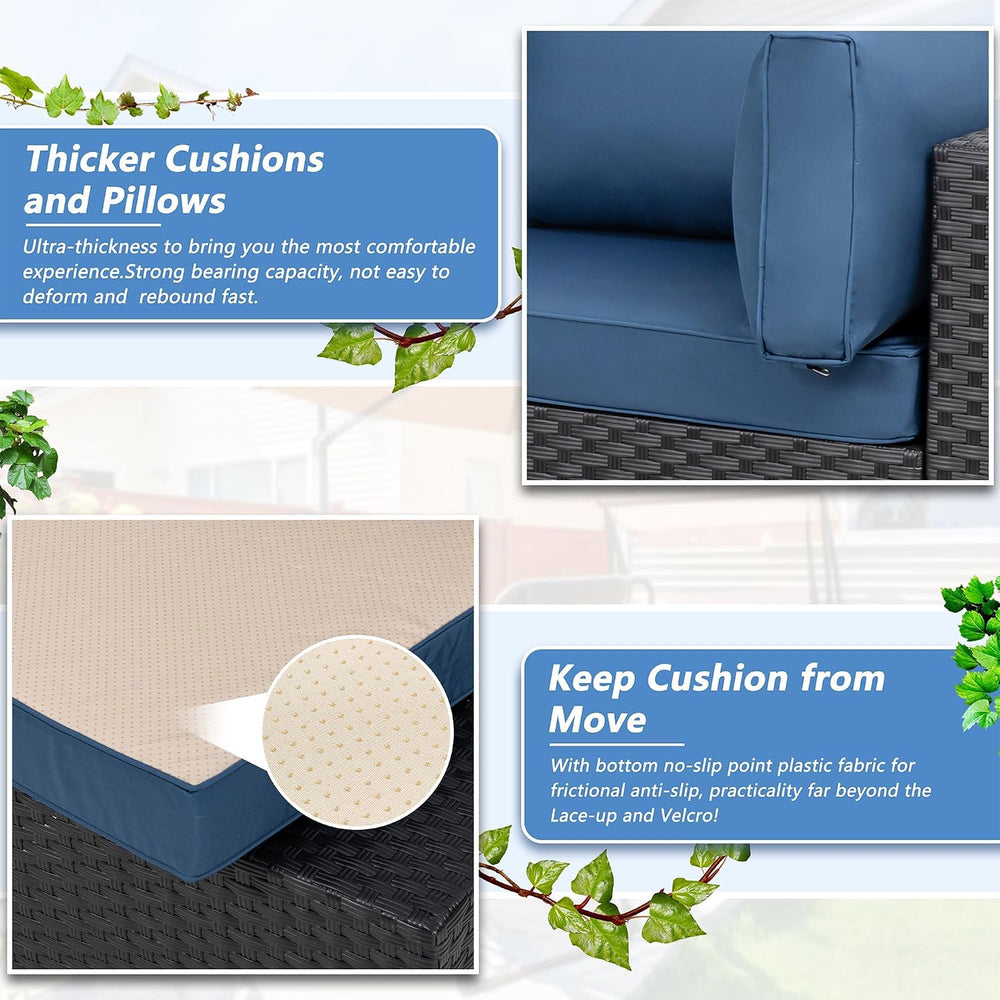 Shintenchi Patio Furniture Sets, 5 Piece Outdoor Sectional Sofas, Wicker Ratt...
