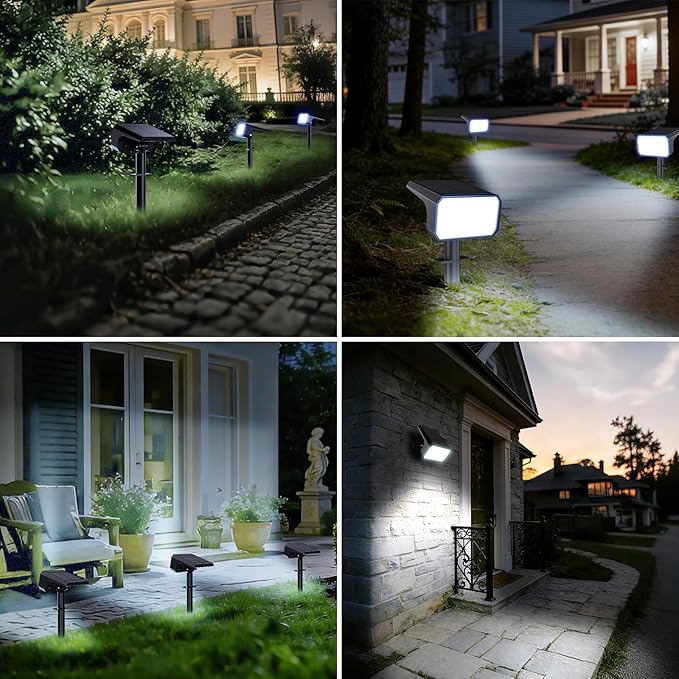 Fabrito Solar Spot Lights Outdoor 10 Pack, [108Leds, 4 Modes] Auto On/Off Spo...