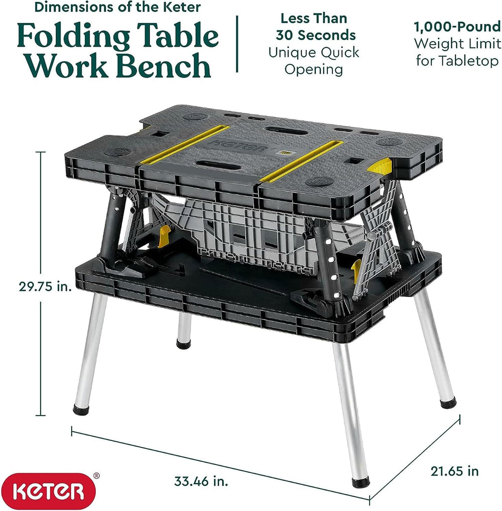 Keter Heavy-Duty Folding Workbench with 1,000 Pound Capacity