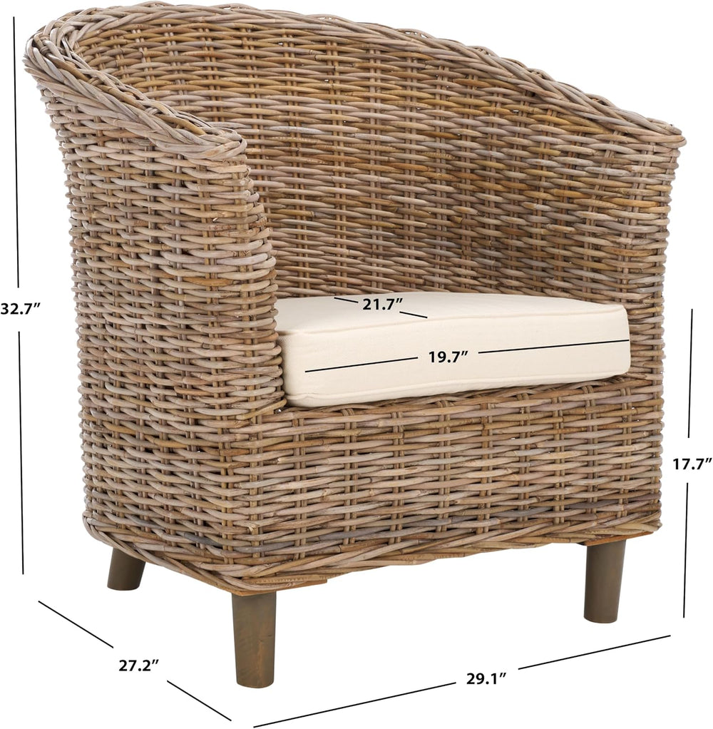 SAFAVIEH Omni Barrel Wood Accent Chair, 30" FOX6501C