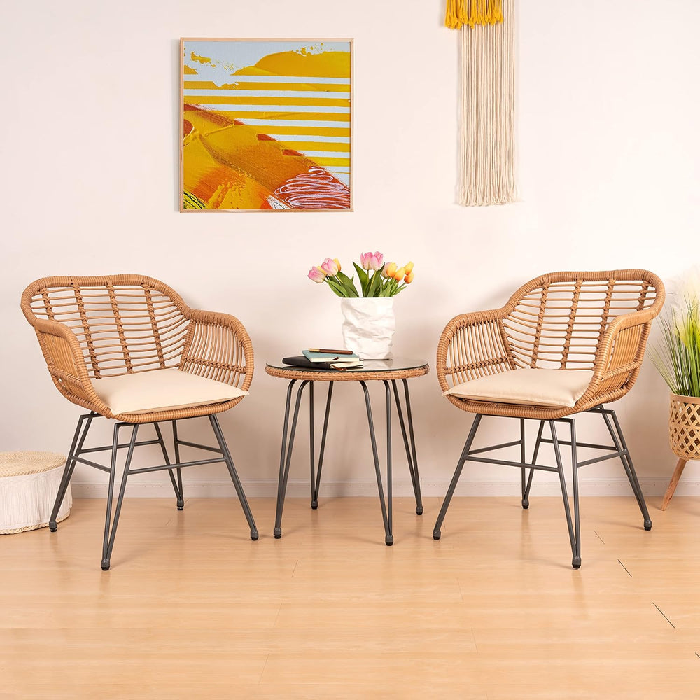 PROHIKER 3 Pieces Outdoor Wicker Bistro Patio Furniture Set, Porch Furniture ...
