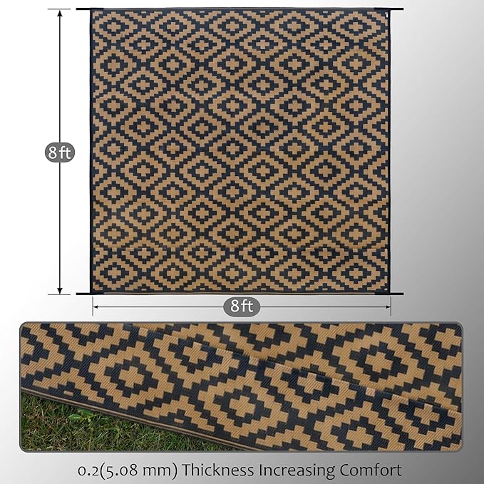 SAND MINE Reversible Mats, Plastic Straw Rug, Modern Area Rug, Large Floor Ma...