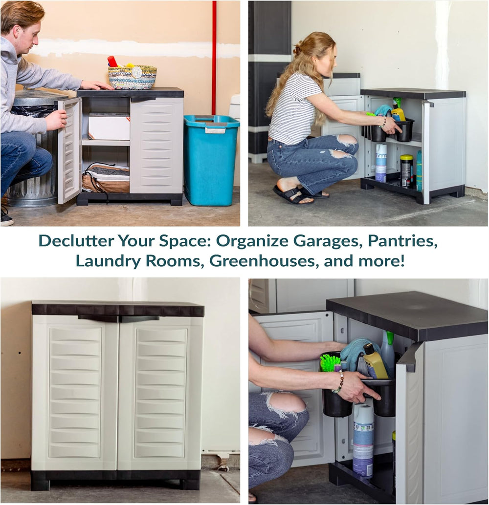 Sunnydaze 25.5" Garage Storage Cabinet with Adjustable Shelf, Gray