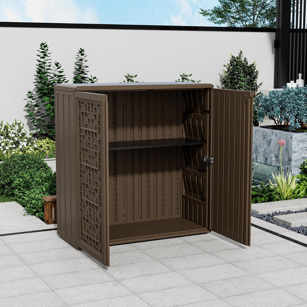 Mrosaa Storage Box Outdoor Caninet,Resin Indoor Storage Box Waterproof Outdoo...